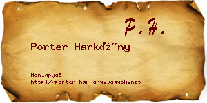 Porter Harkány névjegykártya